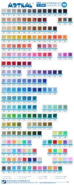 Muestrario de colores Artkal Beads MIDI 5mm, muestra organizada por referencia para identificar fácilmente los tonos disponibles.