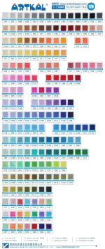 Muestrario de colores Artkal Beads MINI 2.6mm, muestra organizada por referencia para identificar fácilmente los tonos disponibles.